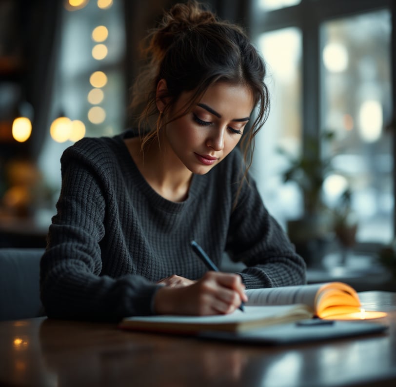 woman writing in her journal