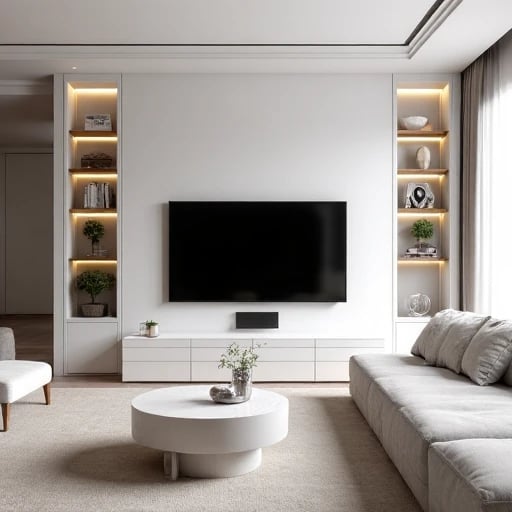 a living room with a couch and a tv