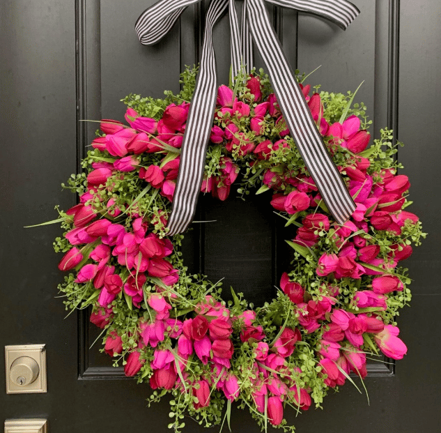 pink rose door wreath, spring door wreath 2025, spring door decor, spring front door decor
