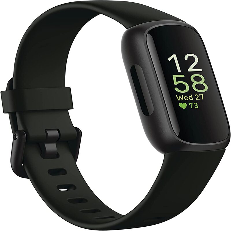 a smart watch with a black band and a black strap