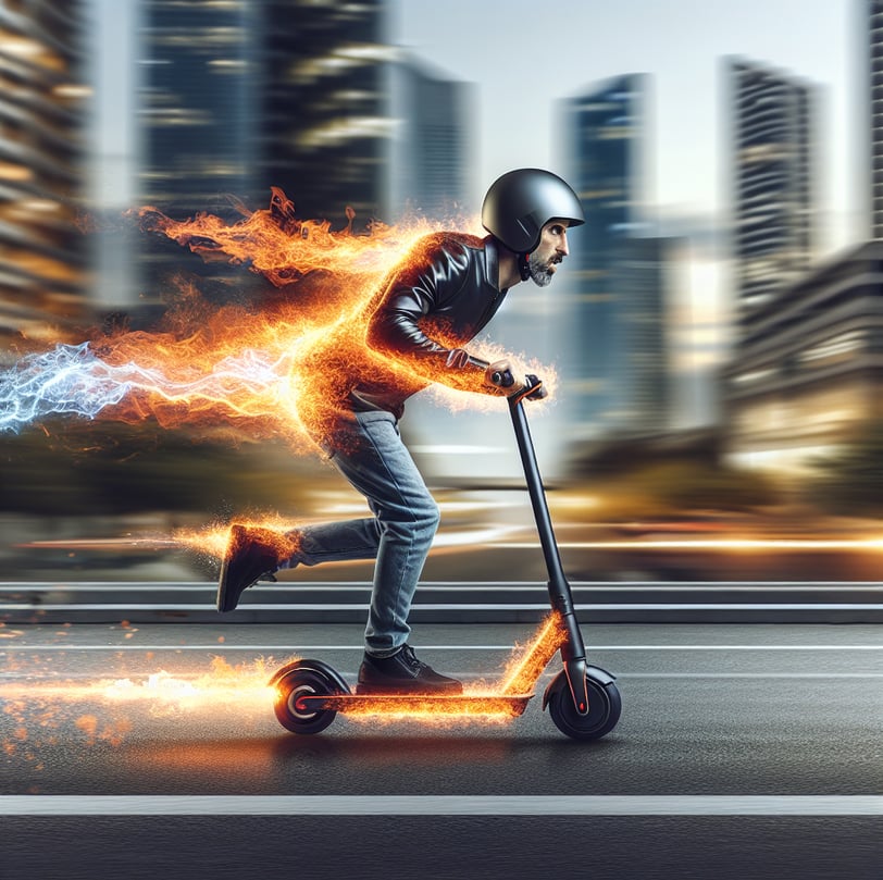 a man in a helmet and helmet riding a scooter