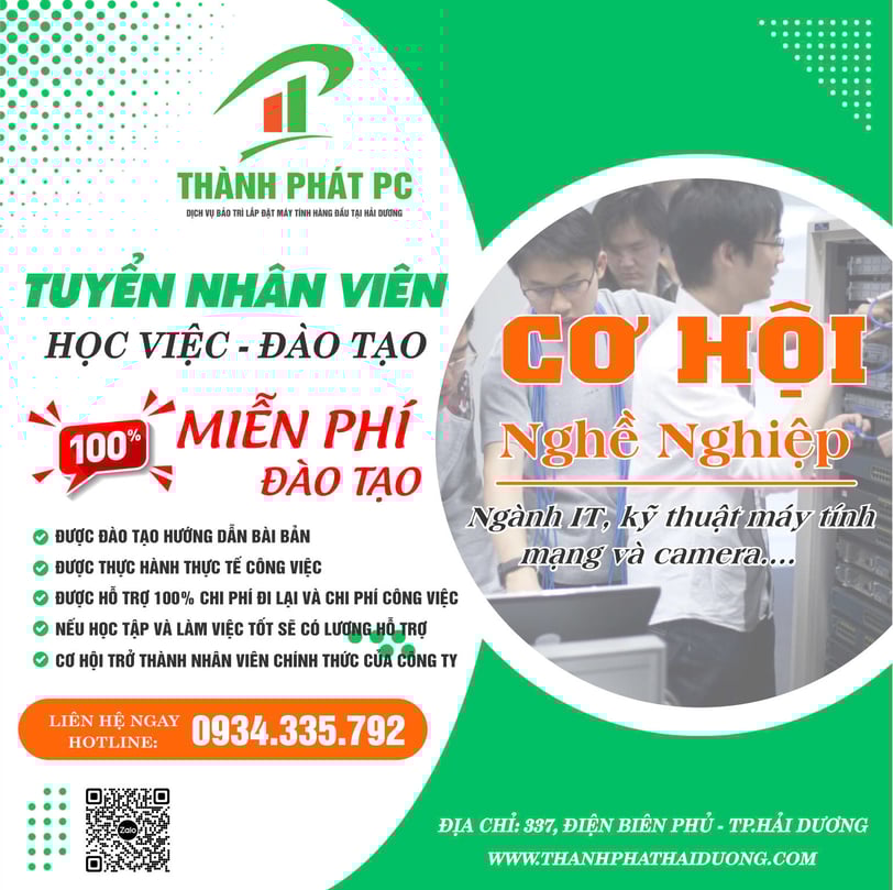 Tuyển Dụng Nhân Viên Học Việc Đào Tạo Ngành Kỹ Thuật Máy Tính Tại Hải Dương