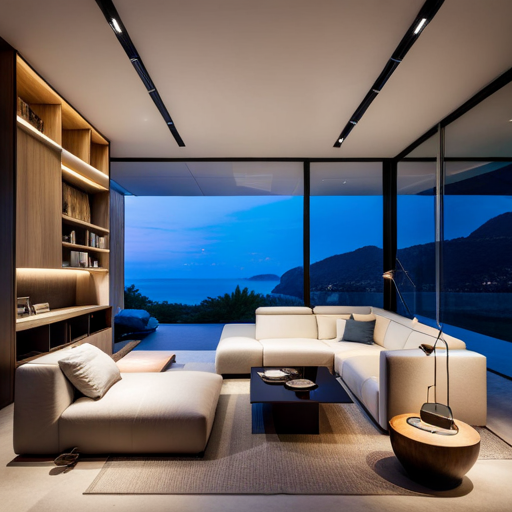 a living room with a couch and a table