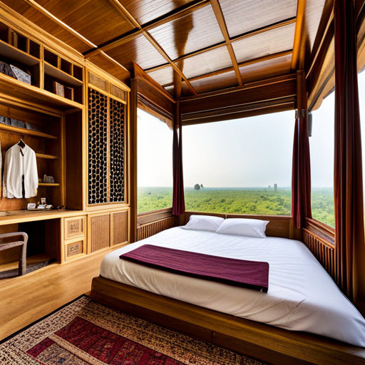 a bedroom with a bed and a closet