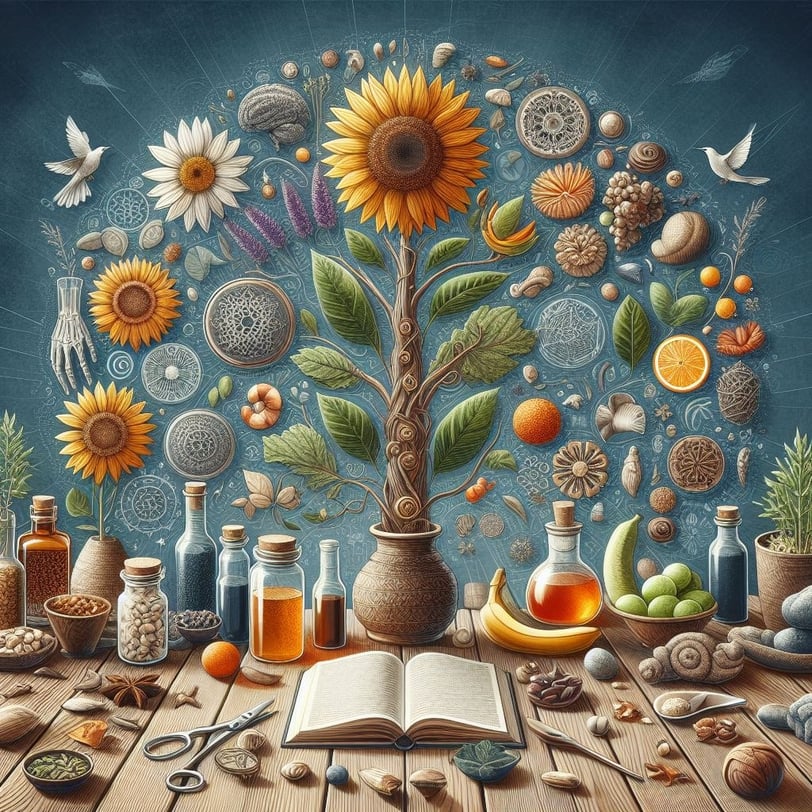 a painting of a vase with flowers and a book