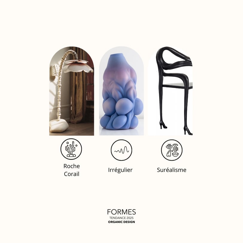 Lampe, vase et fauteuil abstrait