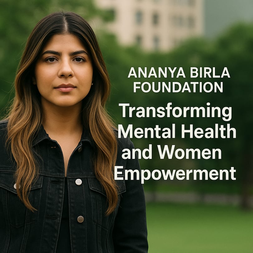 Ananya Birla Foundation logo and initiatives, showcasing its impact on mental health awareness.