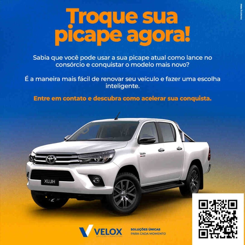 Caminhonete Pick Up Hilux Branca comprada através do Consórcio de carros da Velox Financeira Palhoça