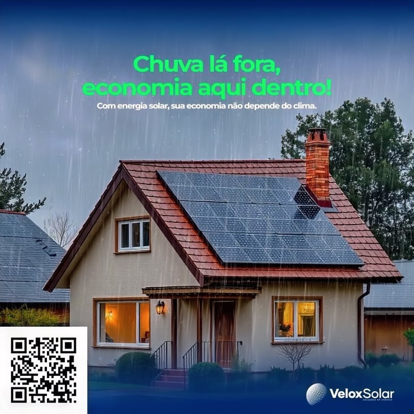 Chove lá fora e economia aqui dentro, com energia solar você não se preocupa com a conta de luz