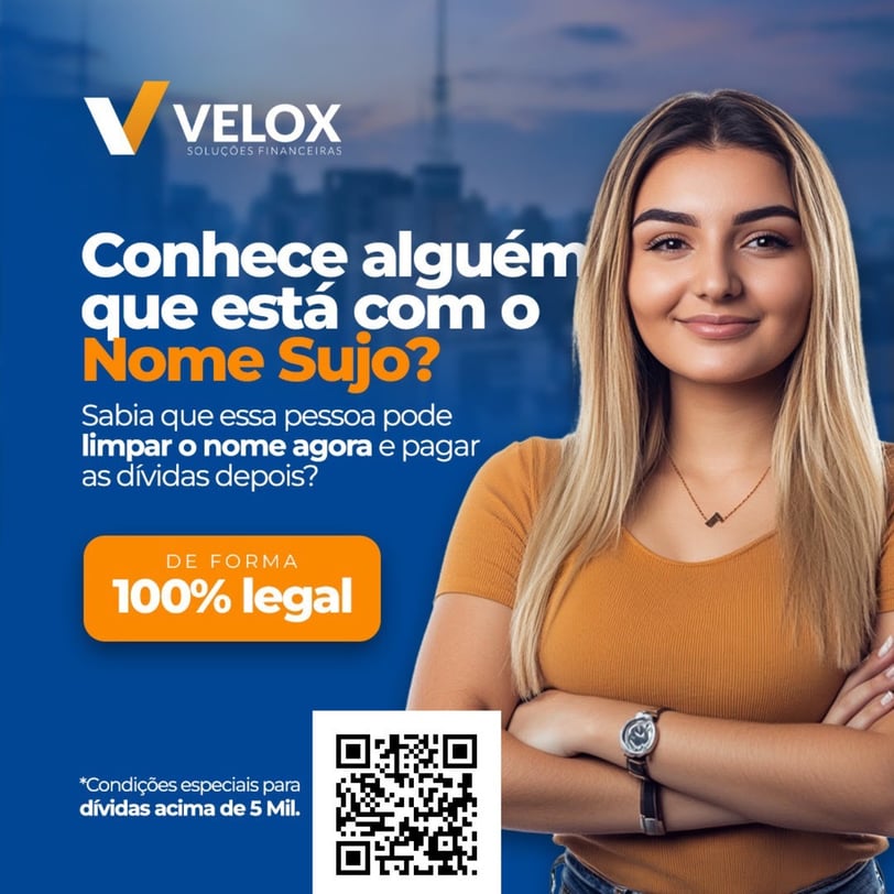 Mulher feliz e satisfeita após contratar Velox Financeira e Limpar o Nome do Serasa e SPC