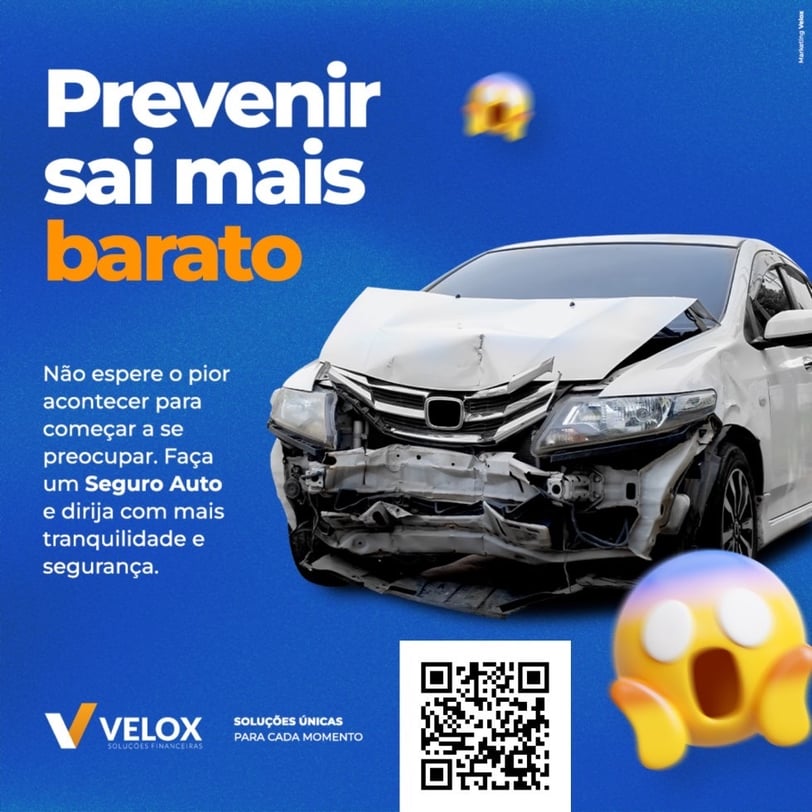 Carro batido em acidente de trânsito. Prevenir sai mais barato com Seguro Auto da Corretora Velox