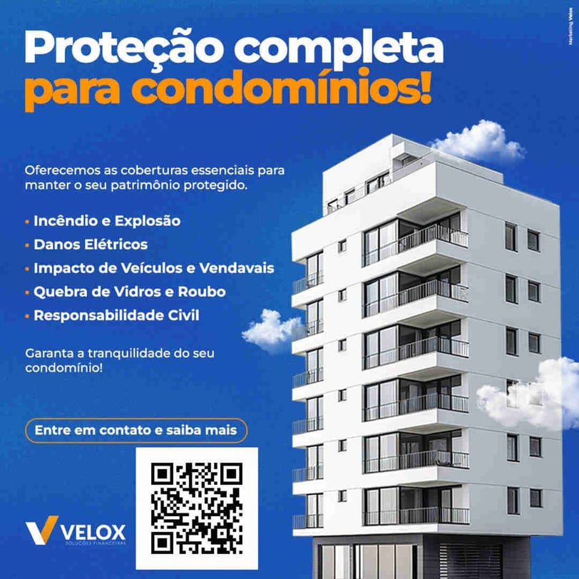 Seguro para Condomínio feito com a corretora de seguros Velox Financeira Palhoça