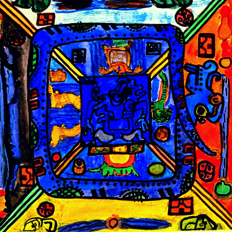 Chaac, pintura en acuarela de Balam Mendoza