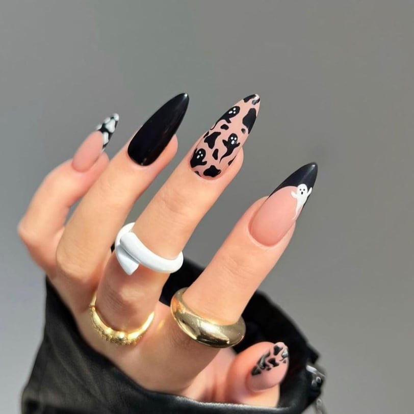 Halloween Nails Black and White press on nails