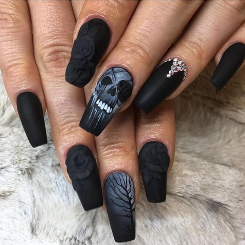 Halloween Nails press on Black nails
