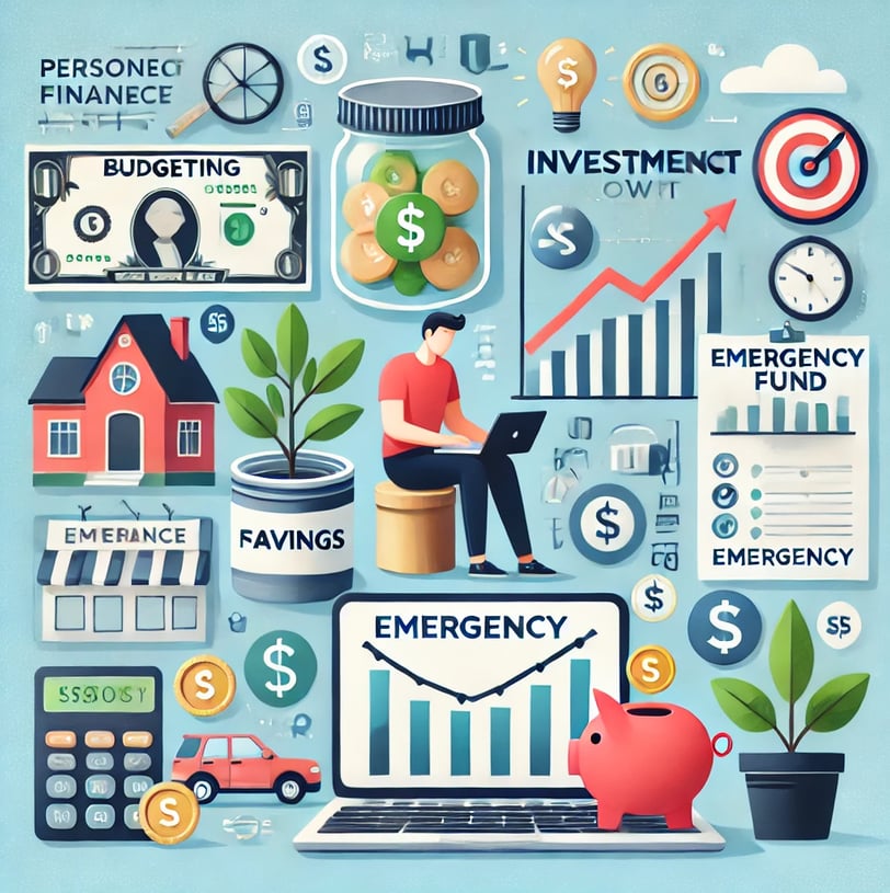 Infographic showing personal finance strategies to manage money and build stability in India