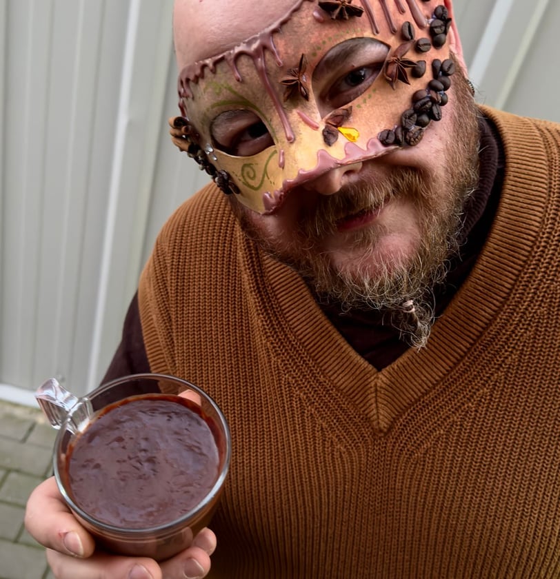 coffee chocolate and mask