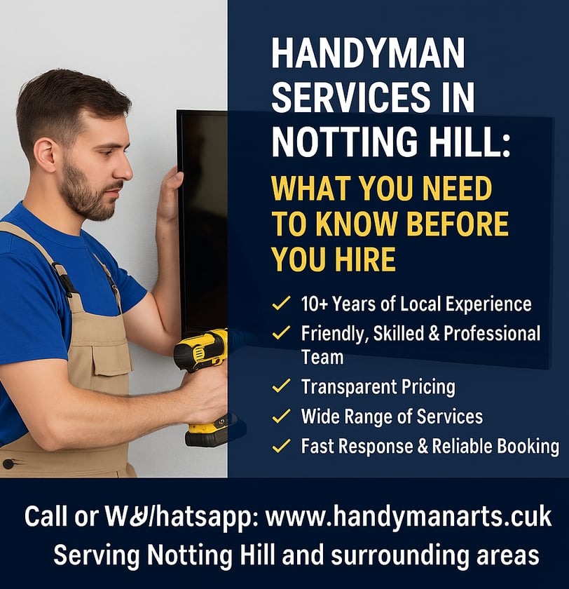 Handyman mounting a TV on the wall using a DeWalt drill, focused on precise installation.