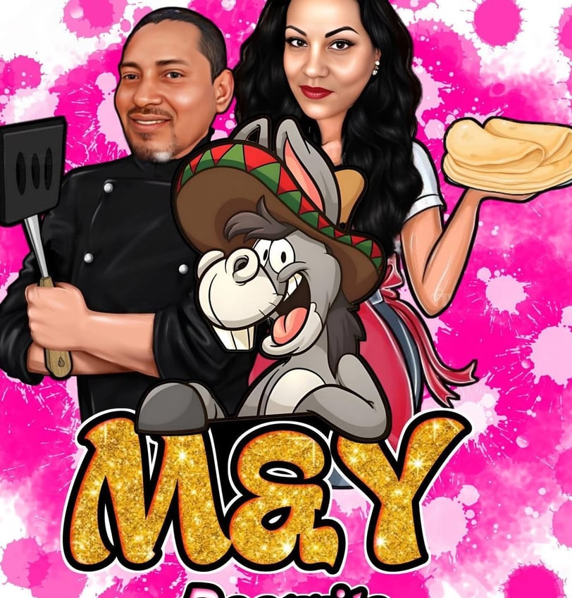 a cartoonish image of a man and woman with a hat and a hat