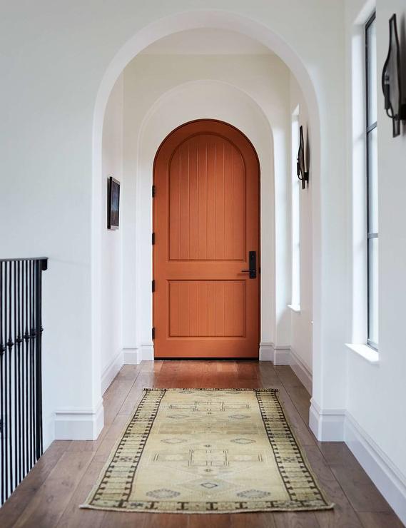 burnt orange arch interior door 