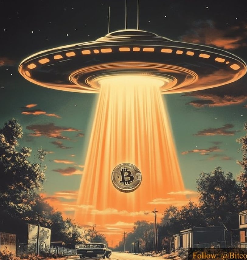 a poster of a flying saucer with a large alien - like object in the