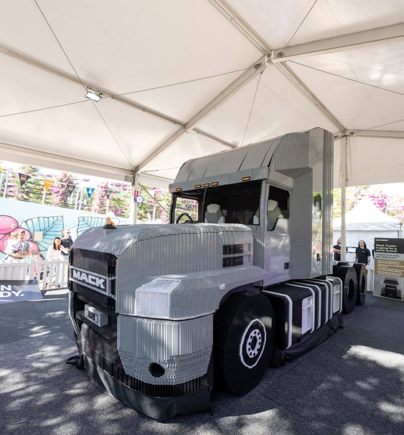 life size Mack truck made from LEGO's