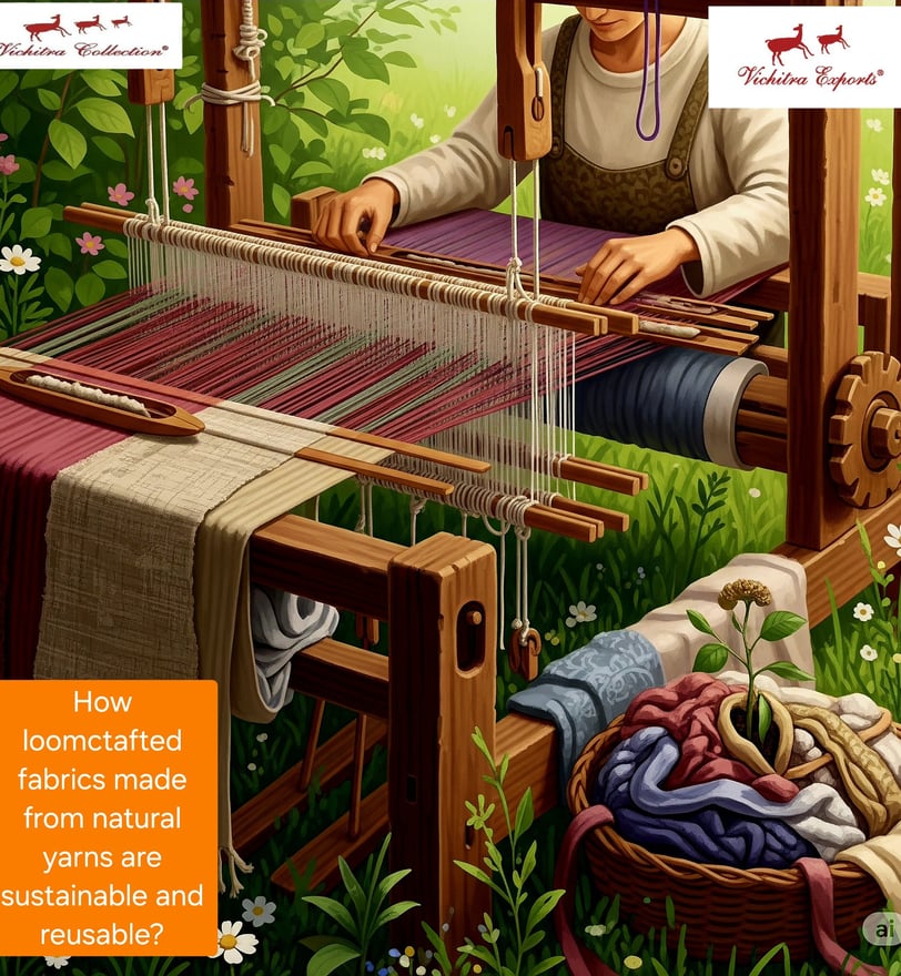 a woman is weaving a cloth on a loom