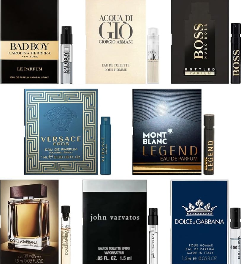 a variety of perfumes and perfumes on display
