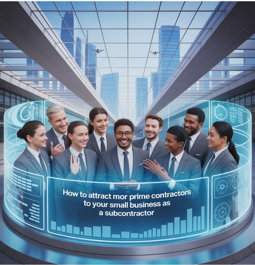a group of business people standing in front of a large screen