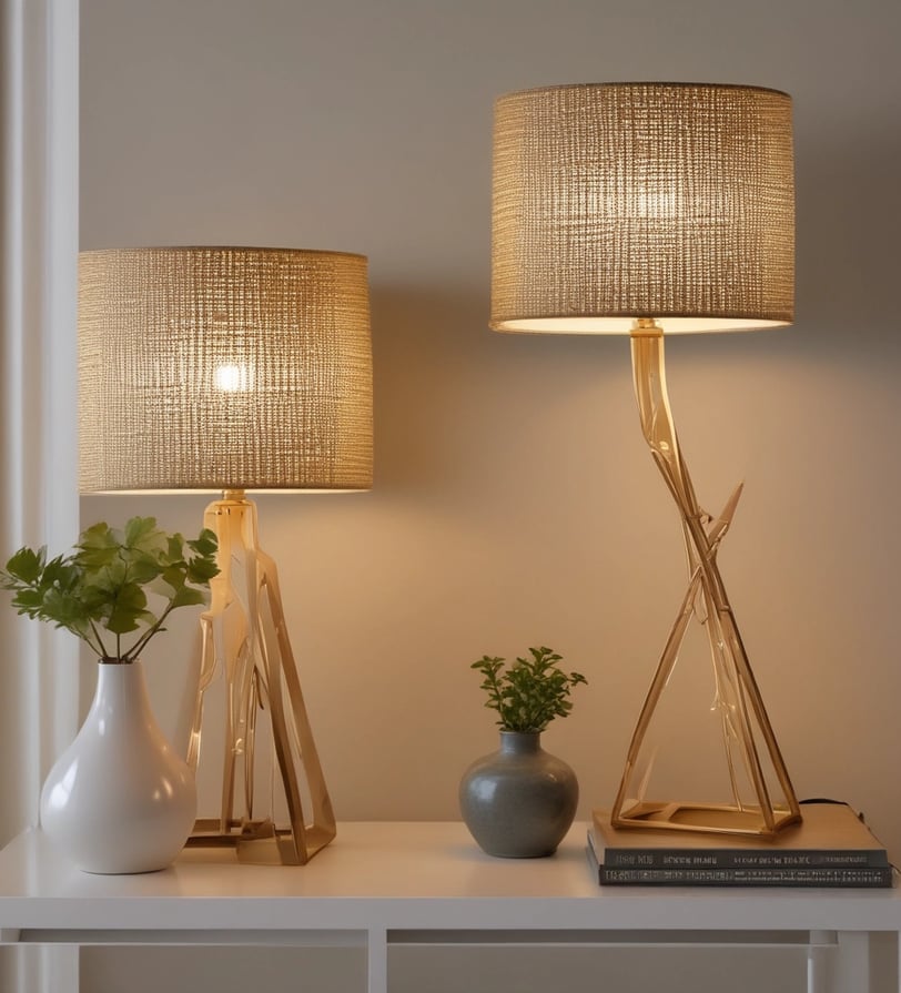 brown and white table lamp with light
