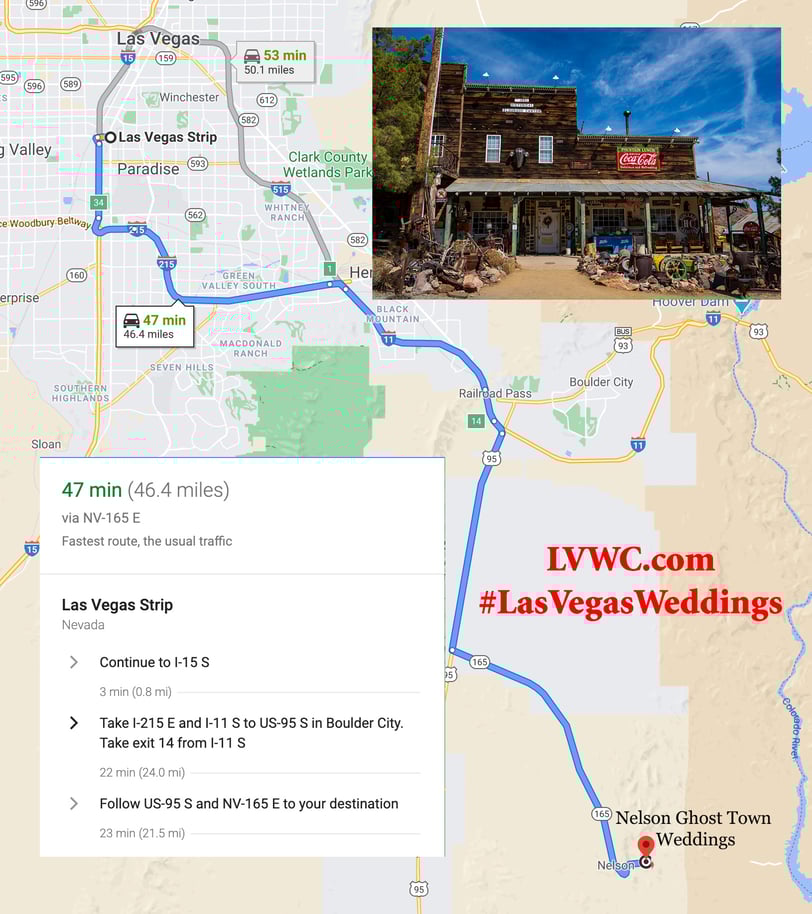 a map of a las vegas wedding at nelson ghost town
