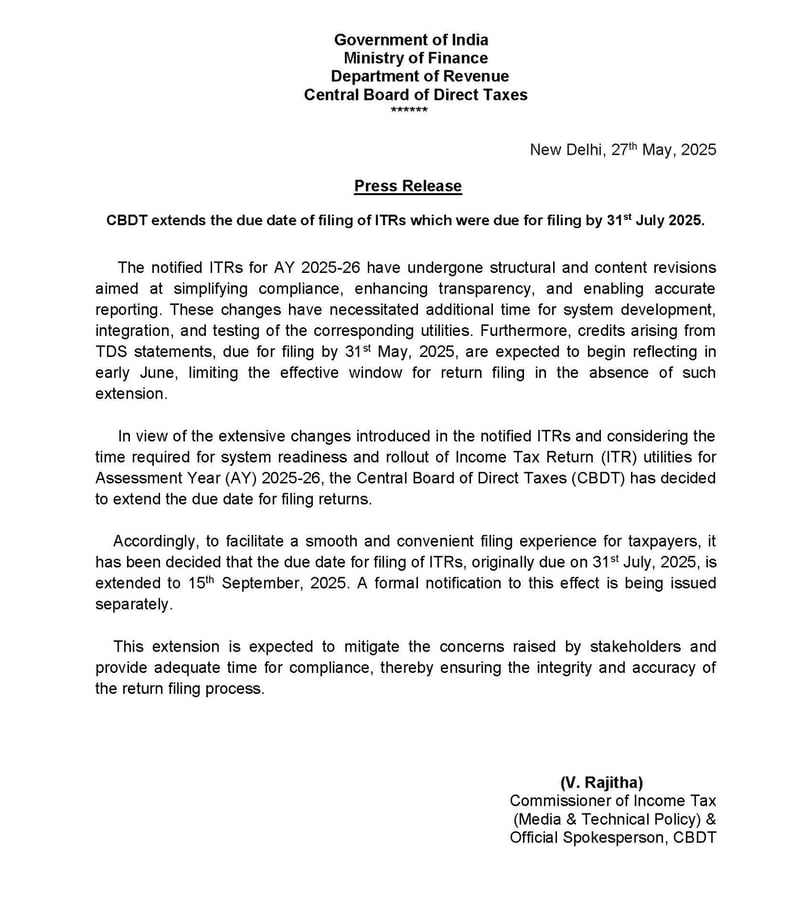 Income tax due date extended