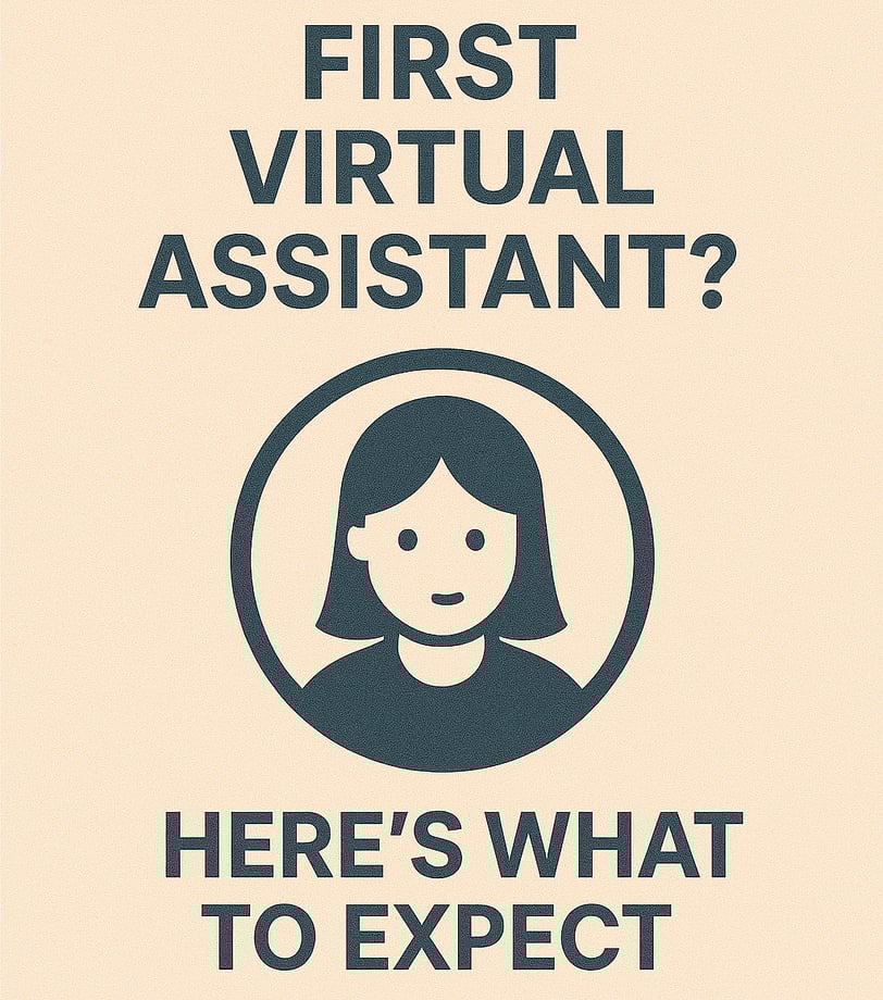 a woman with a virtual assistant sign