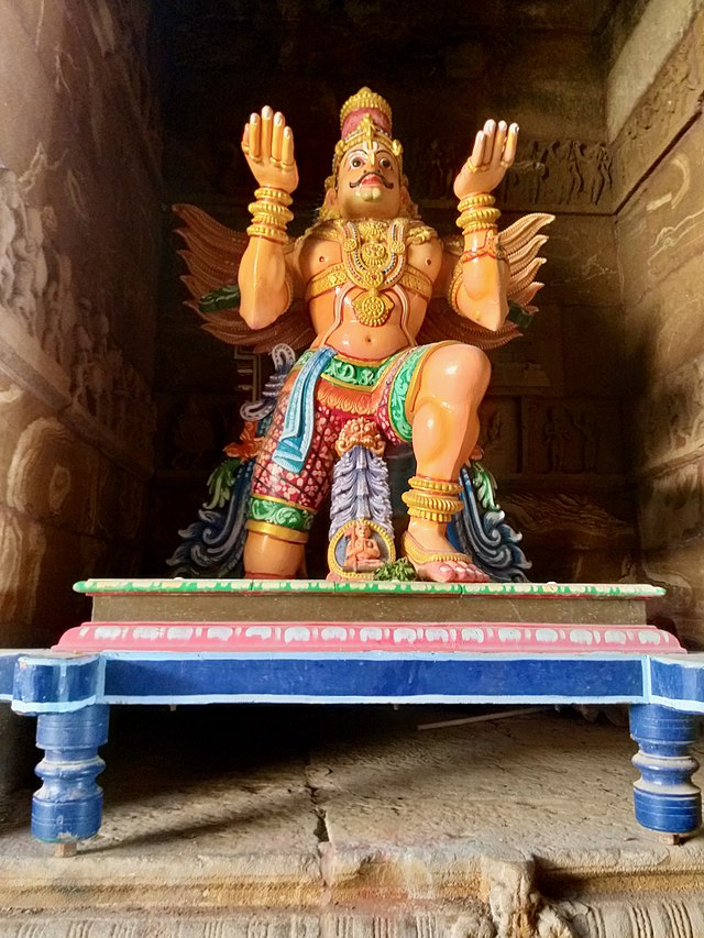 Garuda (human-form-of-eagle) mandapam in Hindu temple