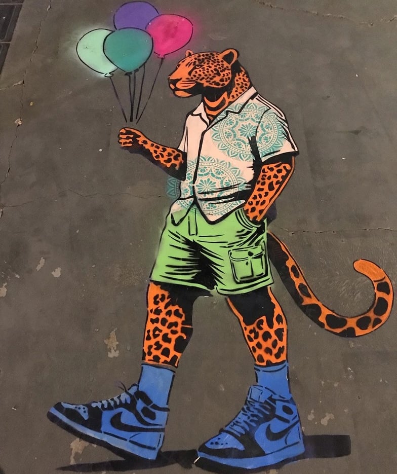 Imagem de um graffiti feito por Sérgio Astral, titulo mano onça