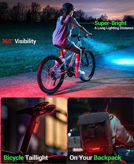 Super Bright Bike Lights with 6 modes and USB charging