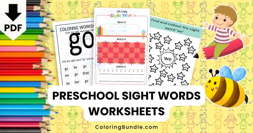 preschool sight words worksheets