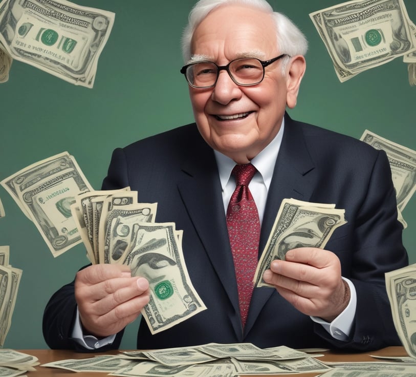 a man in a suit and tie smiling while holding money