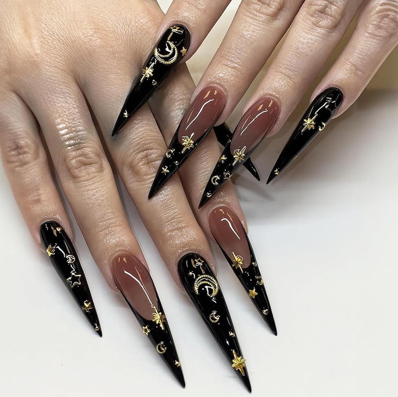 Halloween Nails moon and stars press on nails