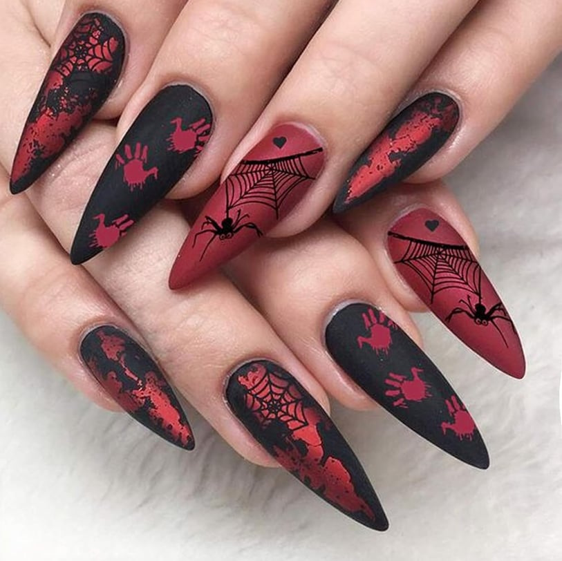 Halloween Nails press on spider web