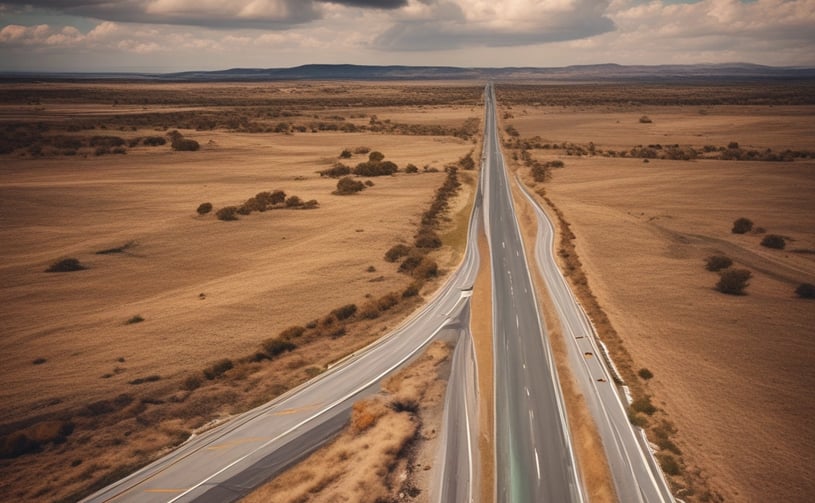 a long road with a car driving down it