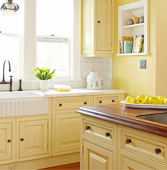 bright spring yellow kitchen flowers