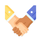 Icono de manos entrelazadas que representa acompañamiento a la hora de emprender y poner un negocio. 