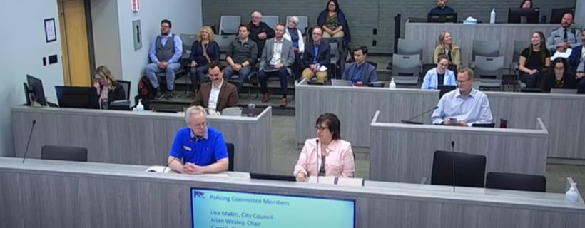 Allan Wesley presenting to Fort Sask City Council as Chair of the Policing Committee