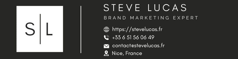 steve lucas business card with a black and white business card