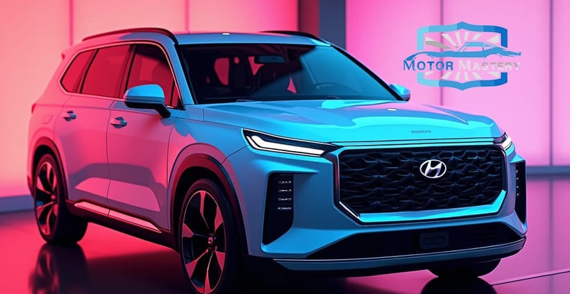 a blue and white suv with a neon blue light on it