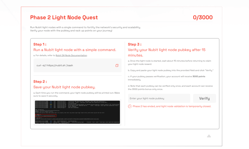 Phase 02 Light node quest nubit testnet