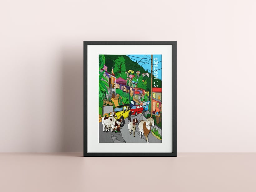 Late For Work by Raymond Bowen in black frame