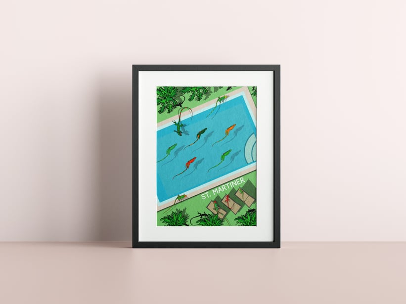 Pool Life by Raymond Bowen in black frame