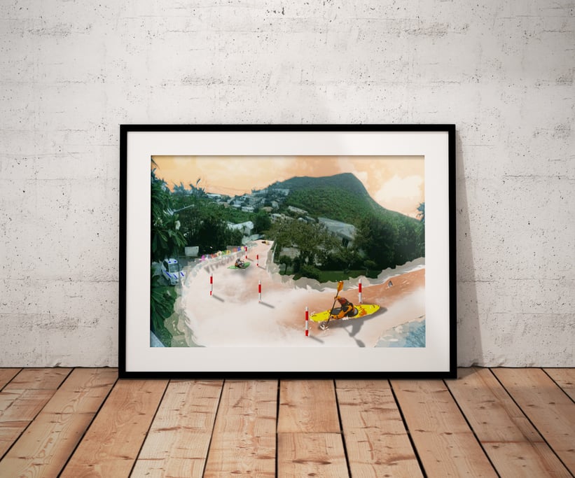 Framed print of kayaks paddling through Almond Grove